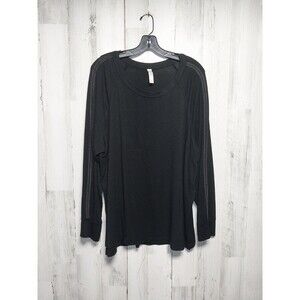 Cacique Sleep Shirt Long Sleeve Round Neck Black Sz 18/20 Super Soft